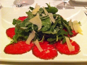 Beef carpaccio appetizer, Madison's grill